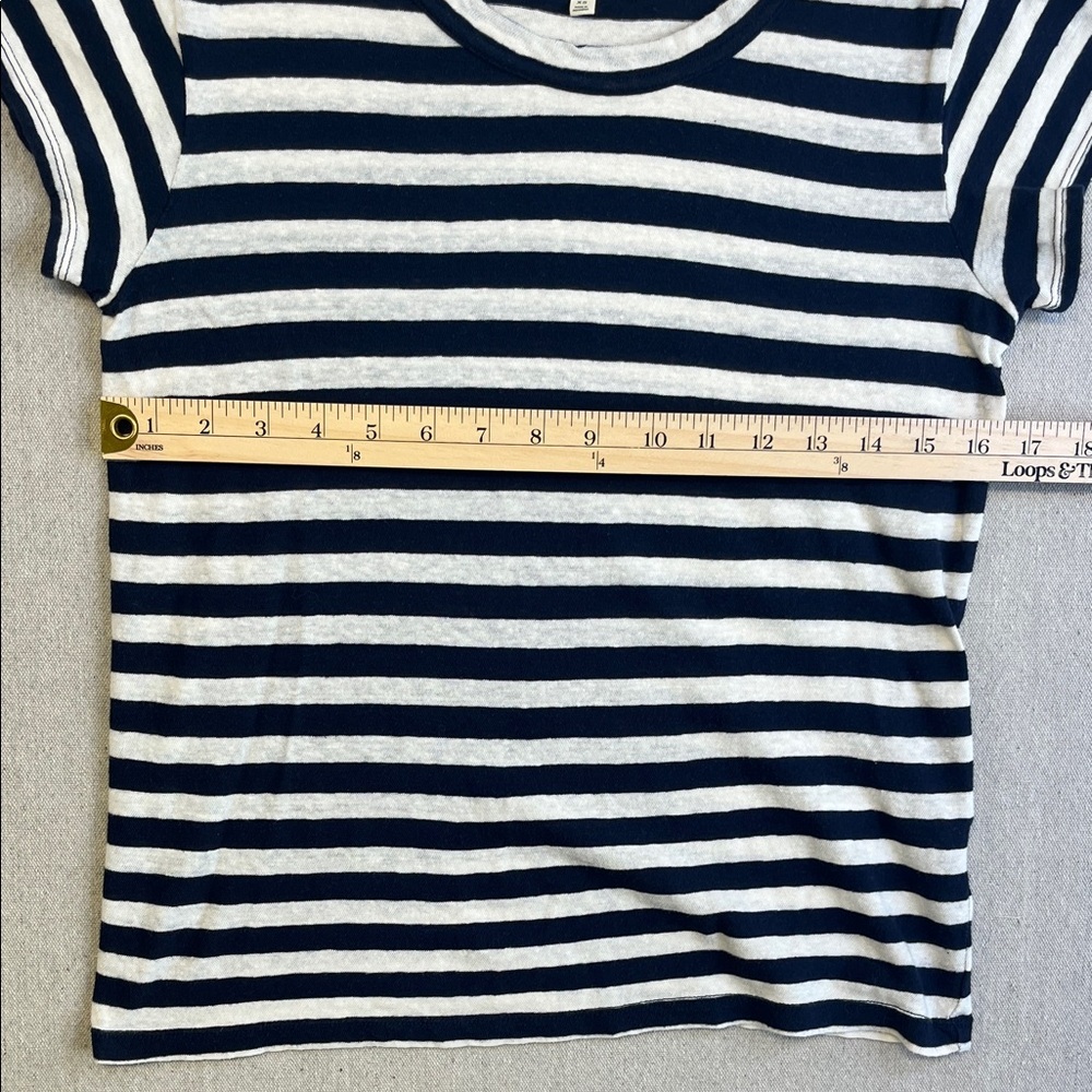 Madewell Navy White Stripe Tee XS 100% Cotton Coastal French Girl Top - Picture 4 of 10